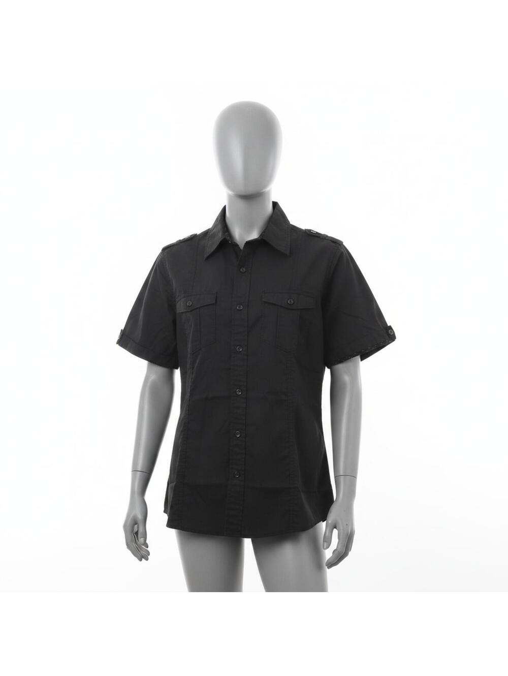 Craft+Flow Big Boy Medium Black Short Sleeve Button-Up Shirt